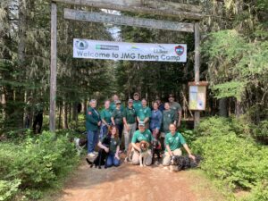 The Junior Maine Guide staff gathered at testing camp in July 2023